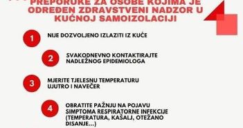 Preporuke za osobe kojima je određena kućna samoizolacija